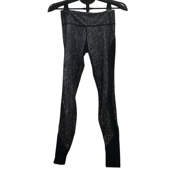 Lululemon Women's size 4 Black Speckled Leggings with Mesh Cut Outs - Picture 1 of 4